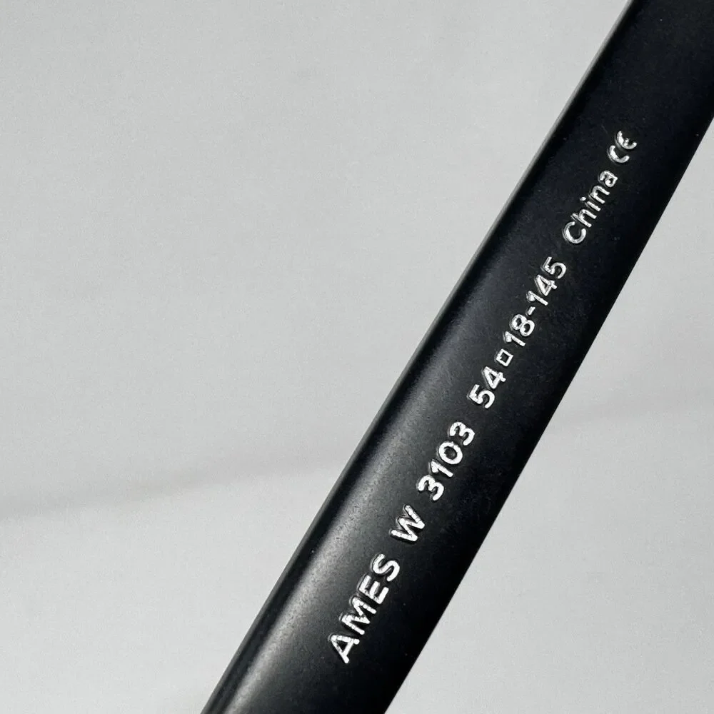Warby Parker Ames W3103 Jet Black Matte Silver Eyeglass Frames Wide 54-18-145